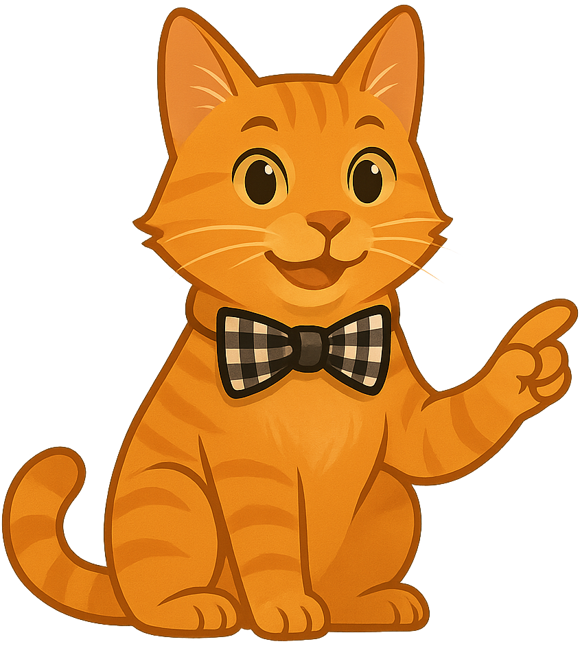 Marmalade the cat pointing